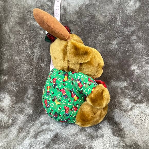 Vintage Christmas Moose Plush Pajamas & Tam Hat Irish Toy 9" Stuffed TAGS - Picture 5 of 16